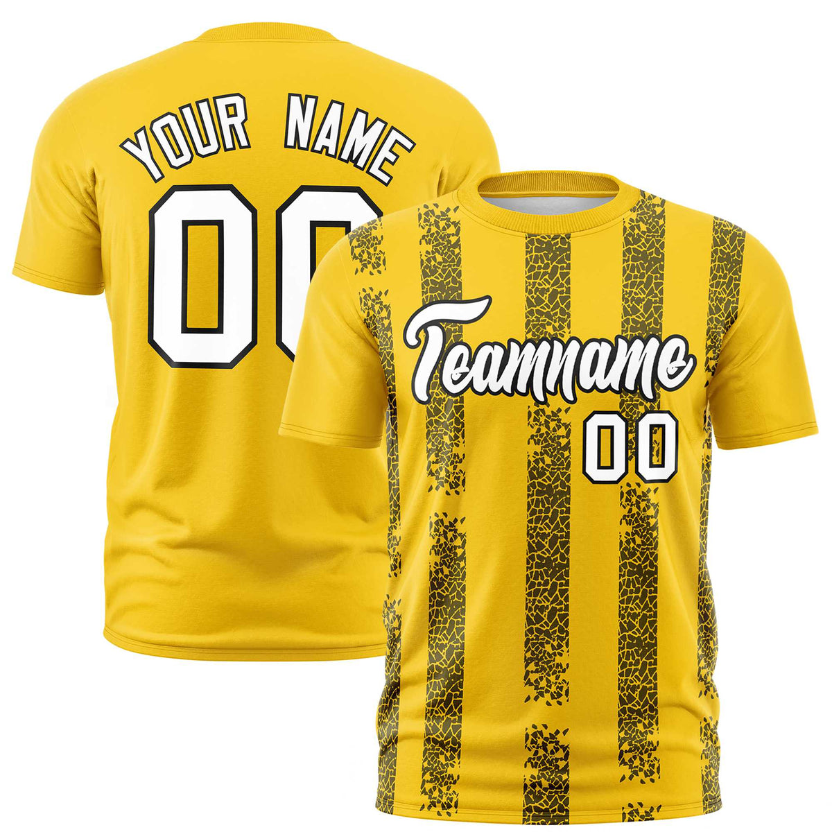 Custom Gold01 Black Personalized Chunky Striped Pattern Performance T-Shirt