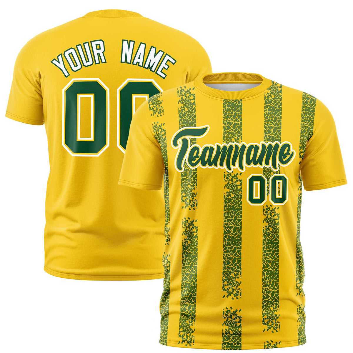 Custom Gold01 Green Personalized Chunky Striped Pattern Performance T-Shirt