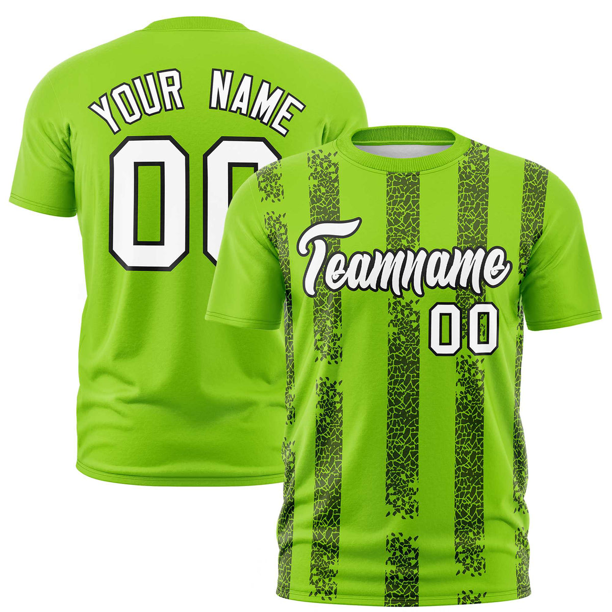 Custom Neon Green Black Personalized Chunky Striped Pattern Performance T-Shirt
