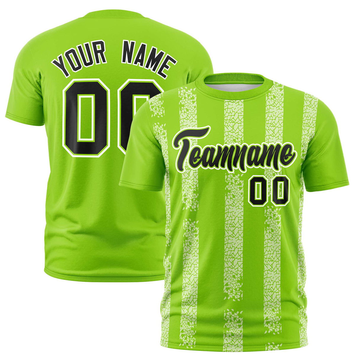 Custom Neon Green White Personalized Chunky Striped Pattern Performance T-Shirt