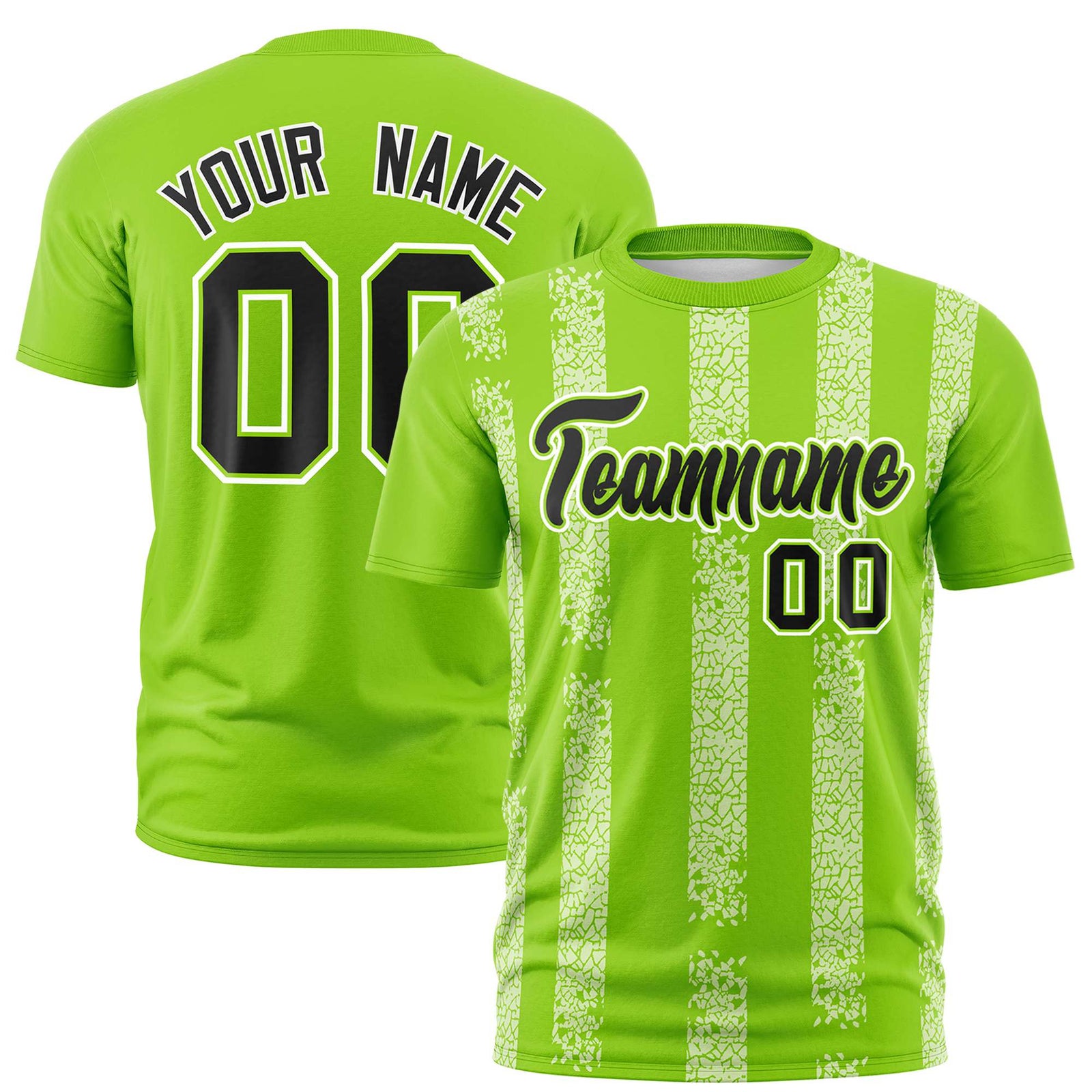 Custom Neon Green White Personalized Chunky Striped Pattern Performance T-Shirt