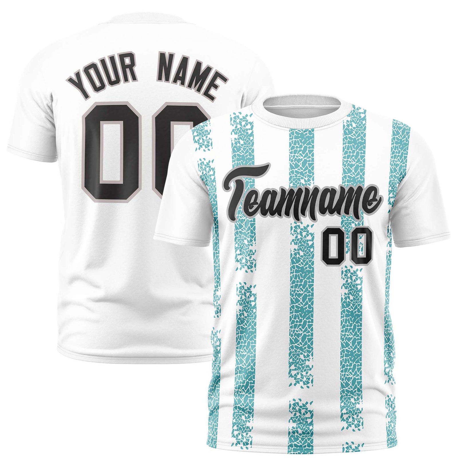 Custom White Aqua Personalized Chunky Striped Pattern Performance T-Shirt