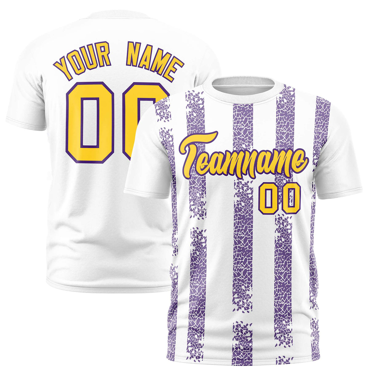 Custom White Purple Personalized Chunky Striped Pattern Performance T-Shirt