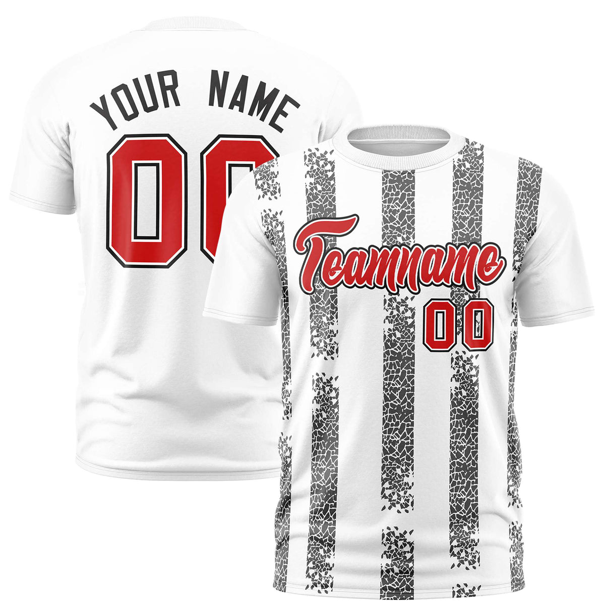 Custom White Black Personalized Chunky Striped Pattern Performance T-Shirt