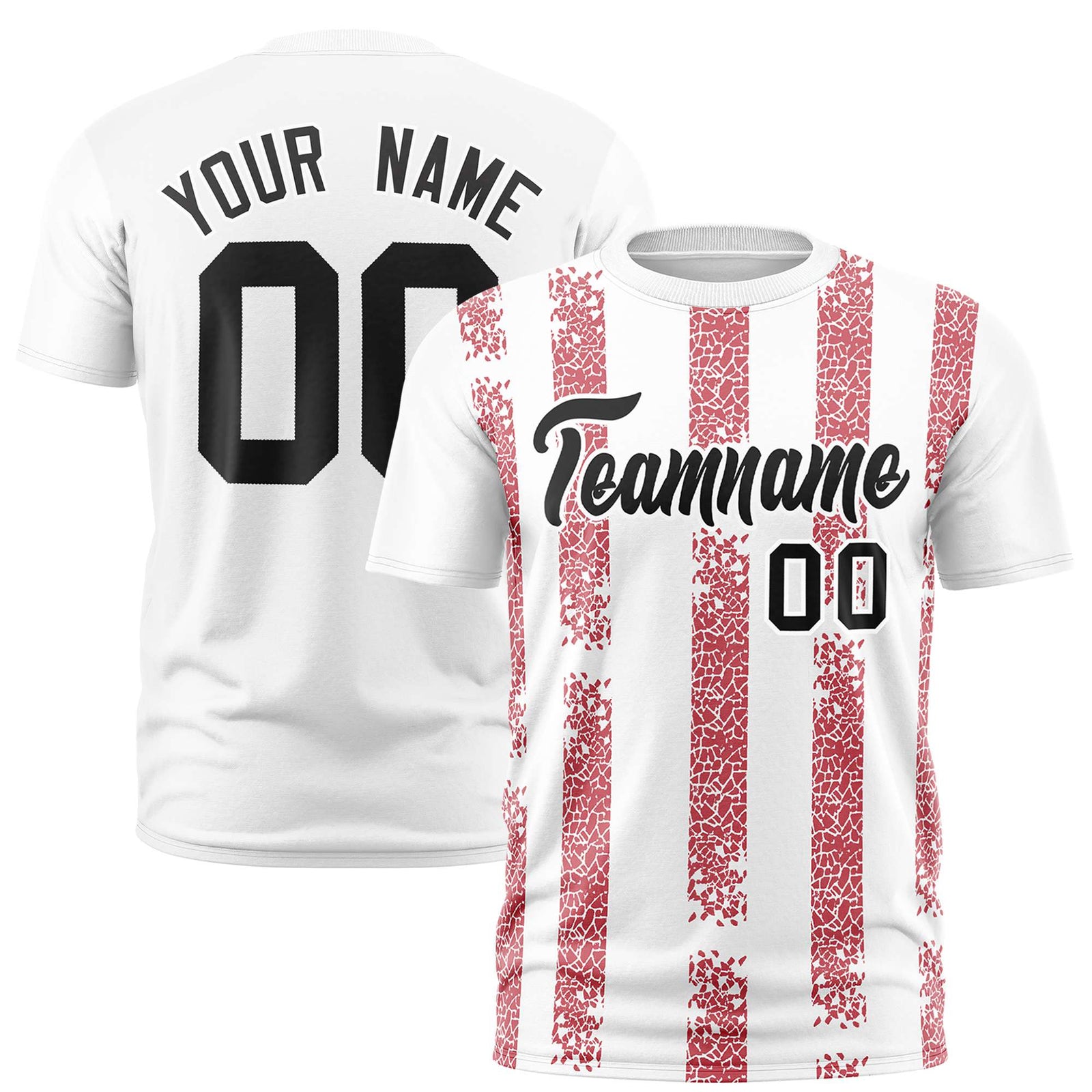 Custom White Red Personalized Chunky Striped Pattern Performance T-Shirt