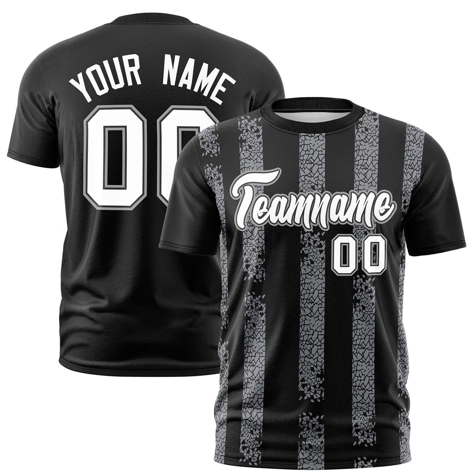 Custom Black Gray Personalized Chunky Striped Pattern Performance T-Shirt