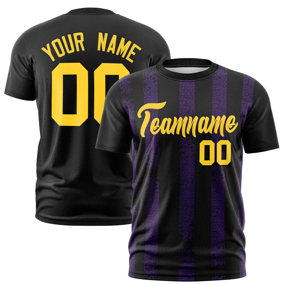 Custom Black Purple Personalized Chunky Striped Pattern Performance T-Shirt