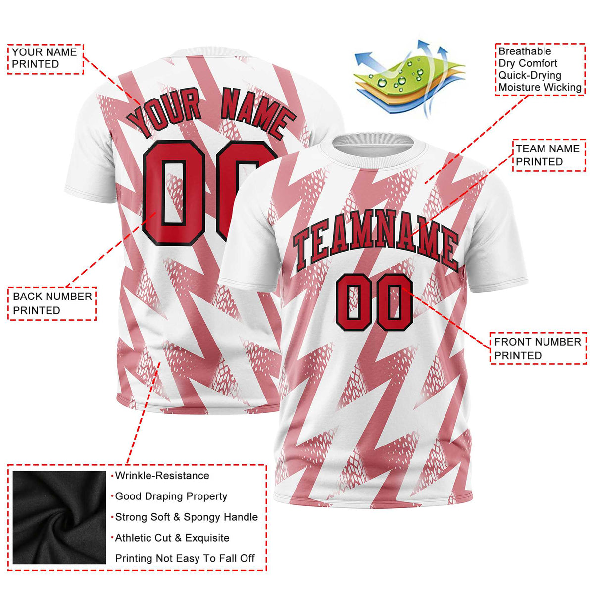 Custom White Crew neck Wheel Triangle Design Performance T-Shirt