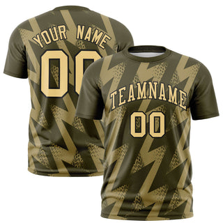 Custom Olive Crew neck Wheel Triangle Design Performance T-Shirt - Style 1
