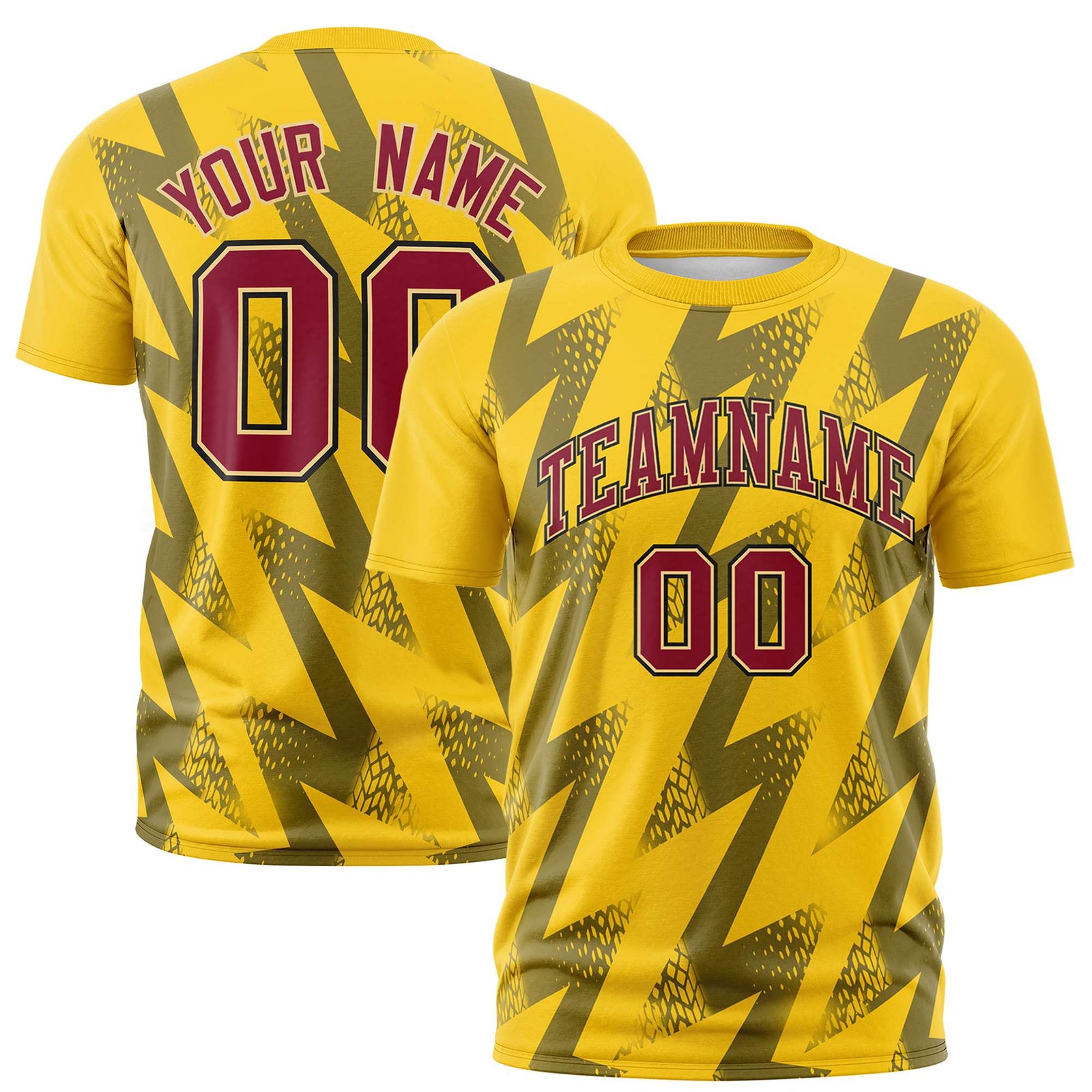 Custom Gold-01 Crew neck Wheel Triangle Design Performance T-Shirt