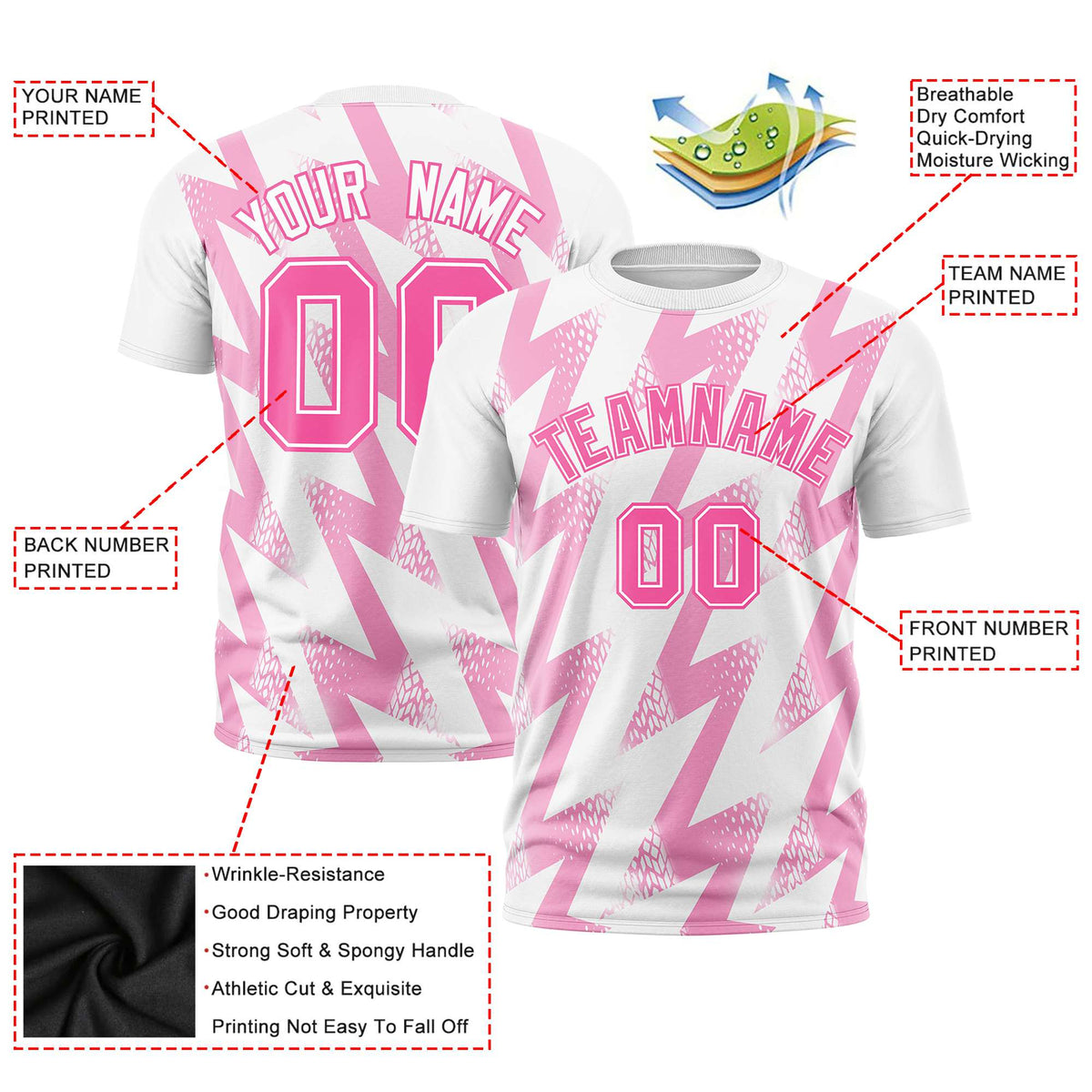 Custom White Crew neck Wheel Triangle Design Performance T-Shirt