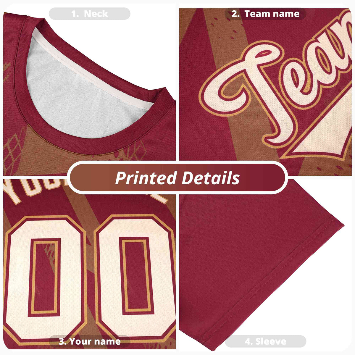 Custom Brown Crew neck Wheel Triangle Design Performance T-Shirt