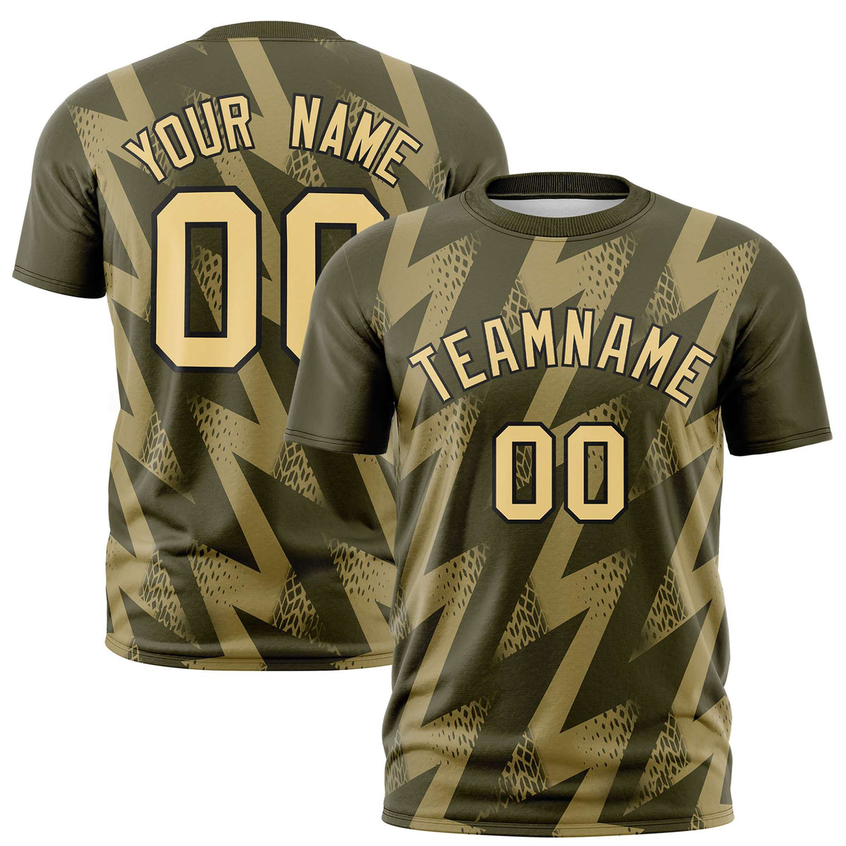 Custom Olive Crew neck Wheel Triangle Design Performance T-Shirt