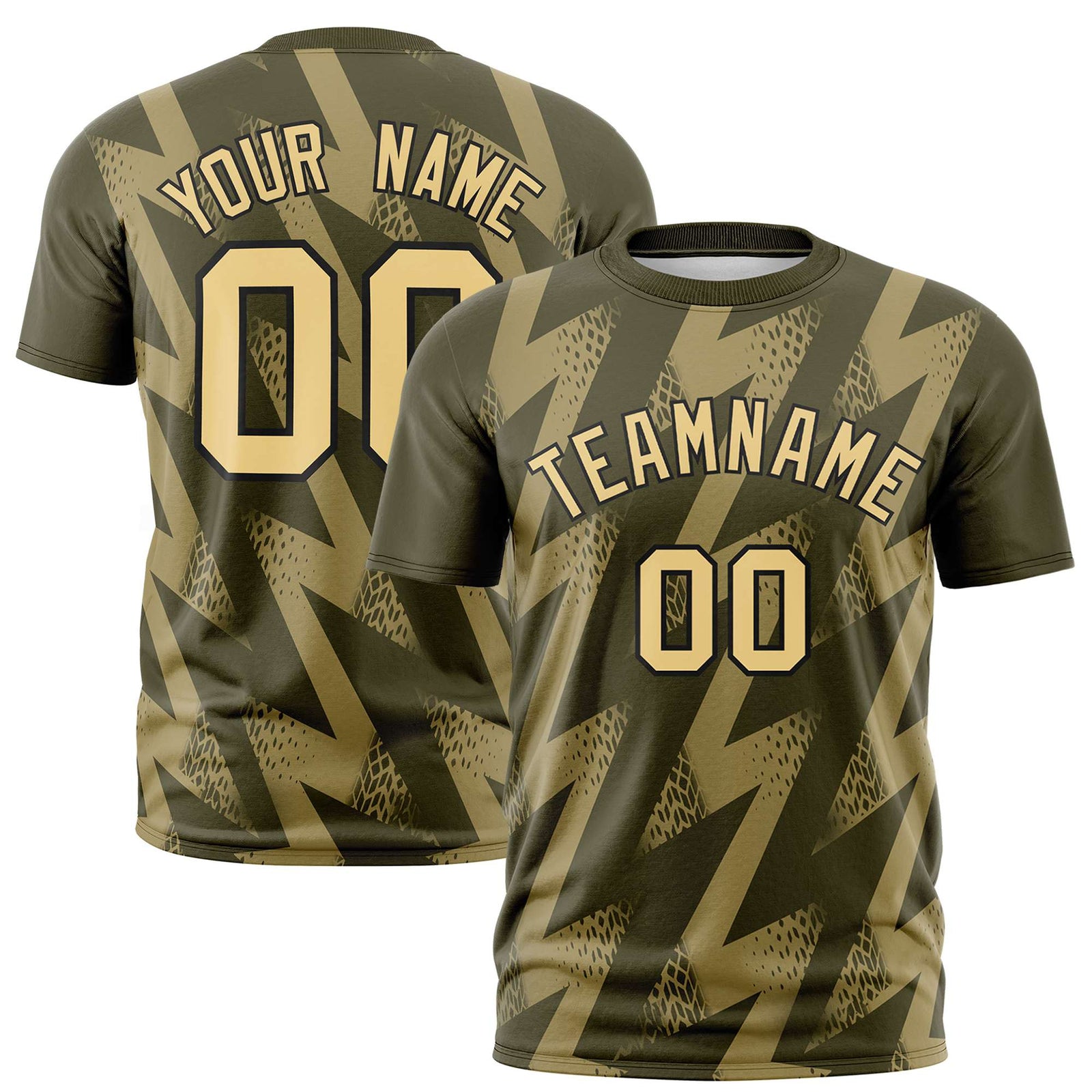 Custom Olive Crew neck Wheel Triangle Design Performance T-Shirt