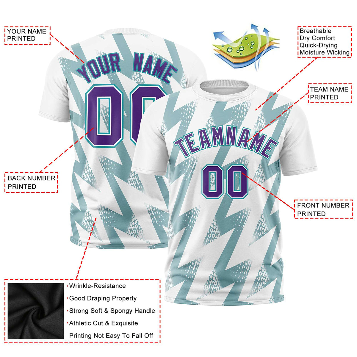 Custom White Crew neck Wheel Triangle Design Performance T-Shirt