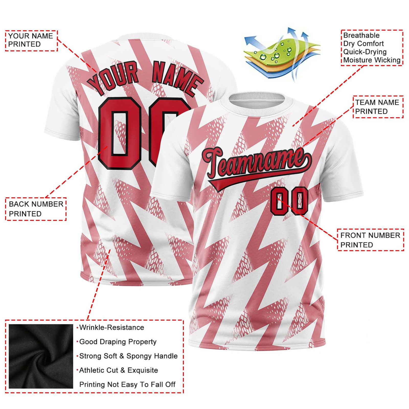 Custom White Crew neck Wheel Triangle Design Performance T-Shirt