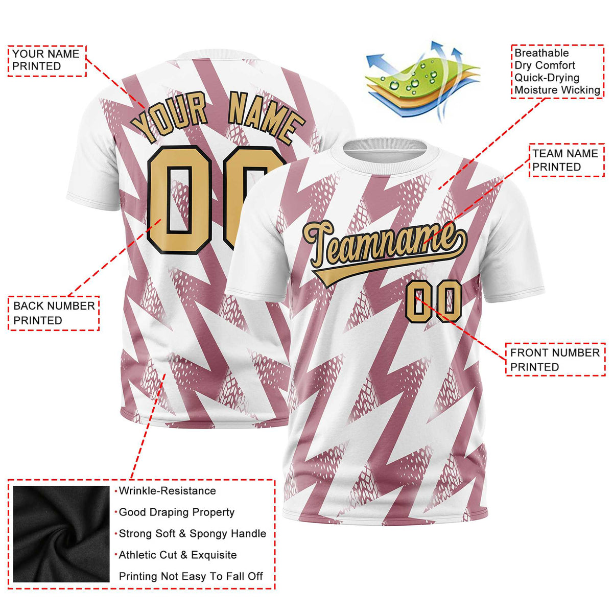 Custom White Crew neck Wheel Triangle Design Performance T-Shirt