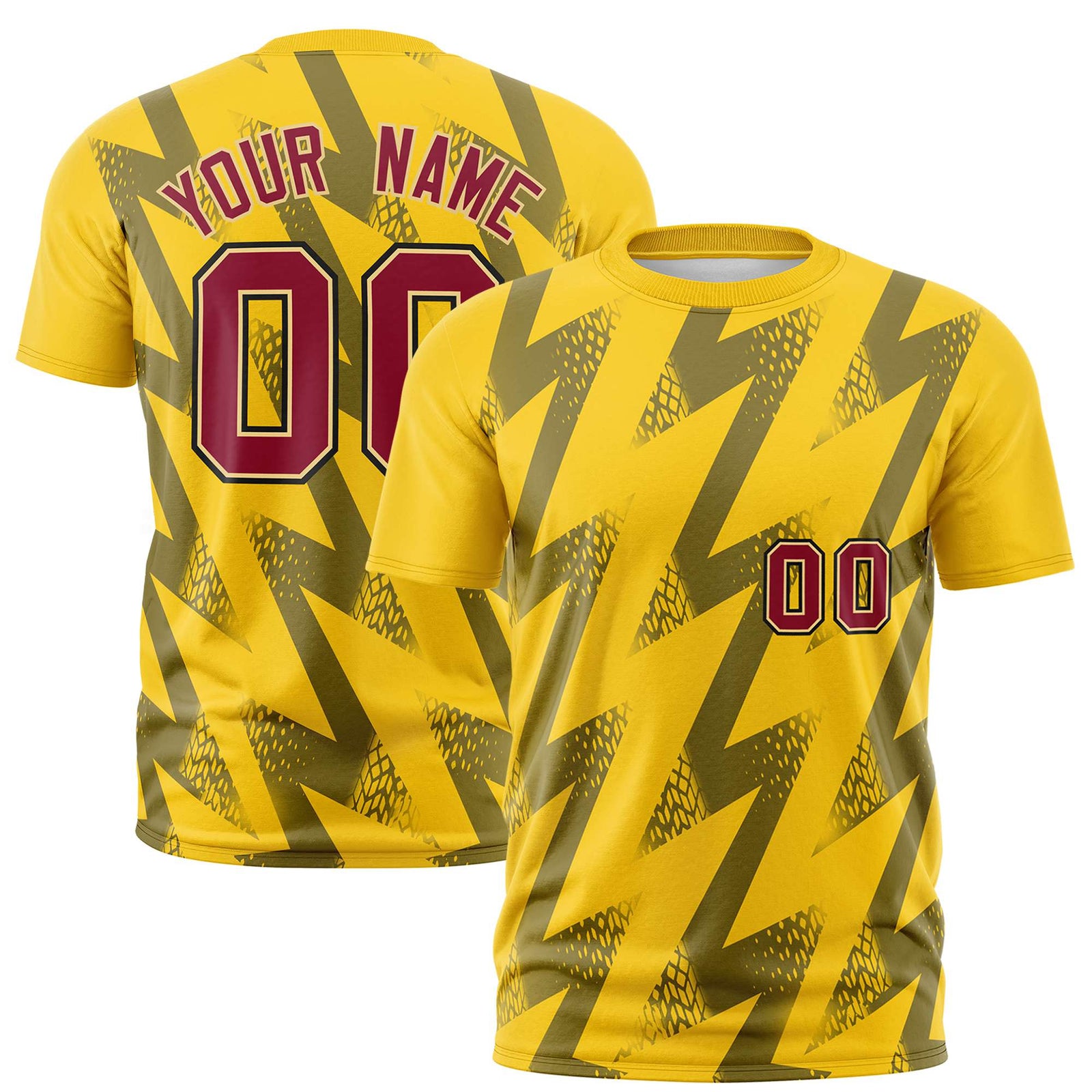 Custom Gold-01 Crew neck Wheel Triangle Design Performance T-Shirt