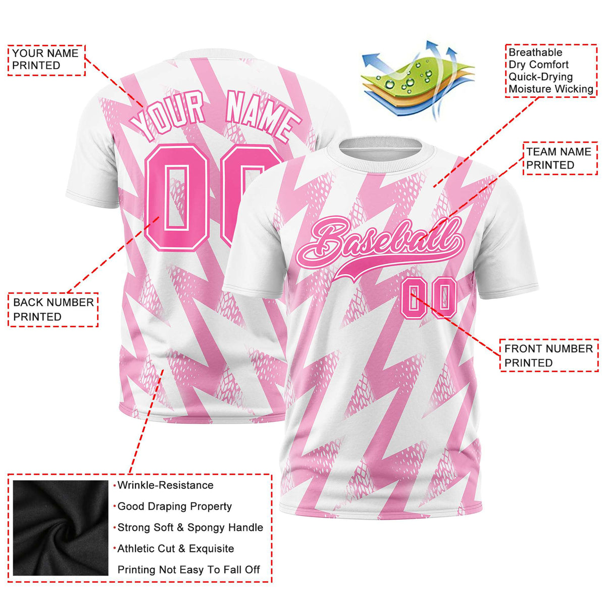 Custom White Crew neck Wheel Triangle Design Performance T-Shirt