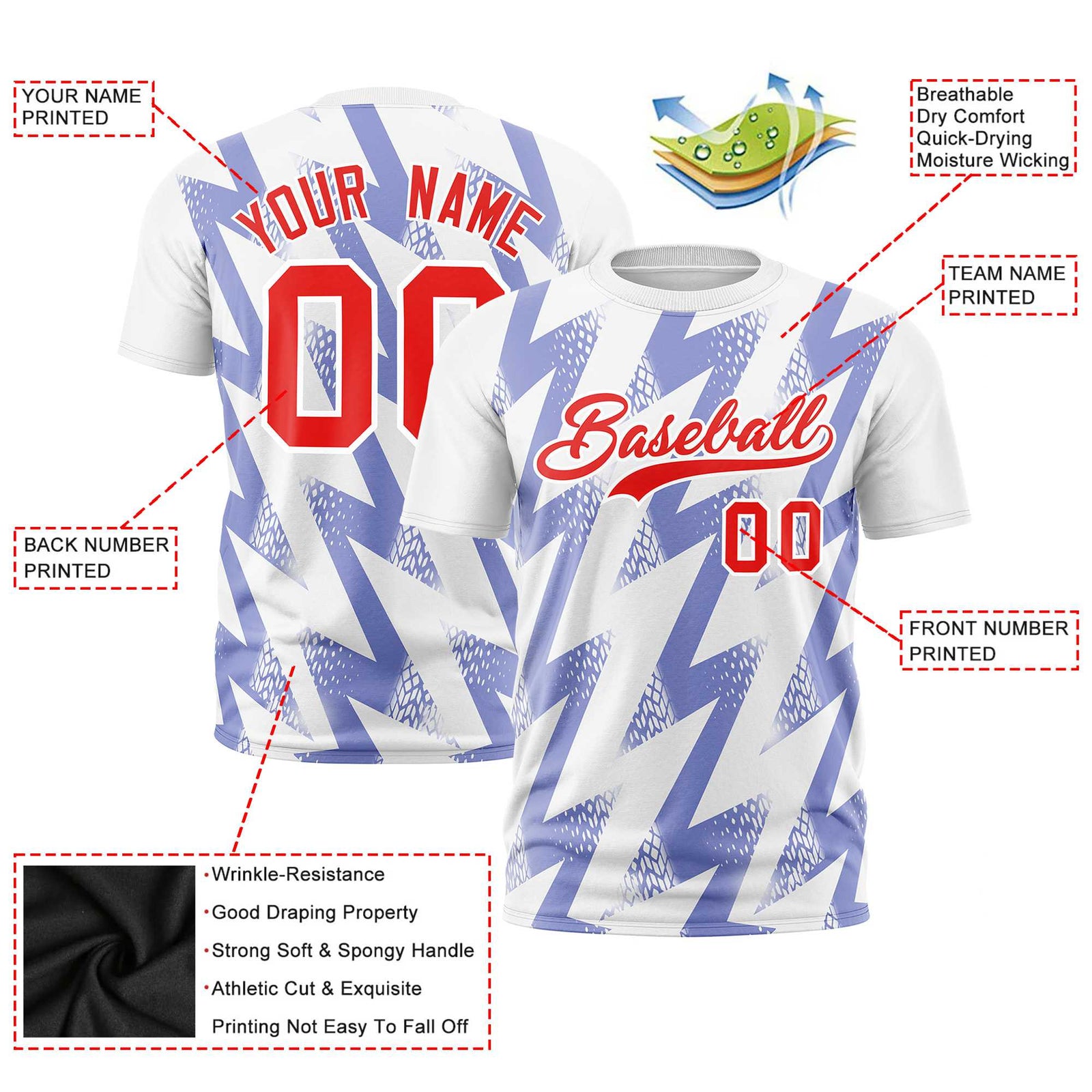 Custom White Crew neck Wheel Triangle Design Performance T-Shirt