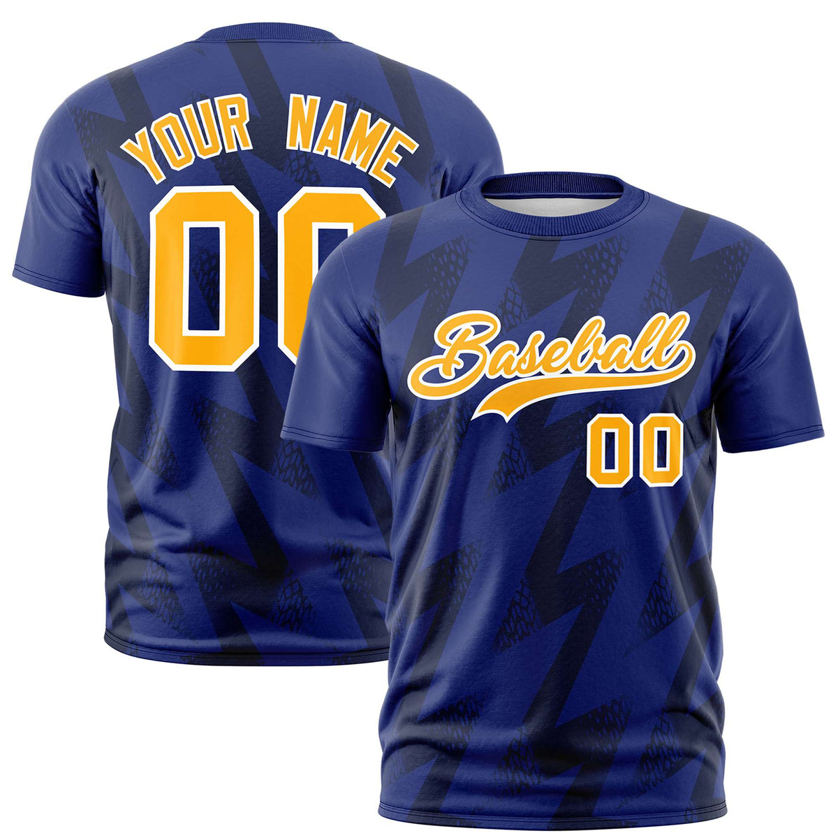 Custom Royal Blue Crew neck Wheel Triangle Design Performance T-Shirt