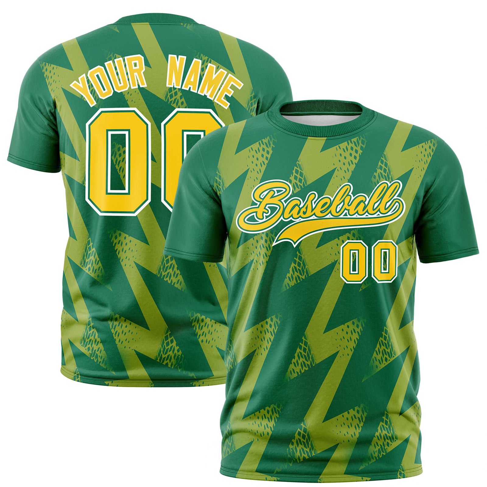 Custom Kelly Green Crew neck Wheel Triangle Design Performance T-Shirt