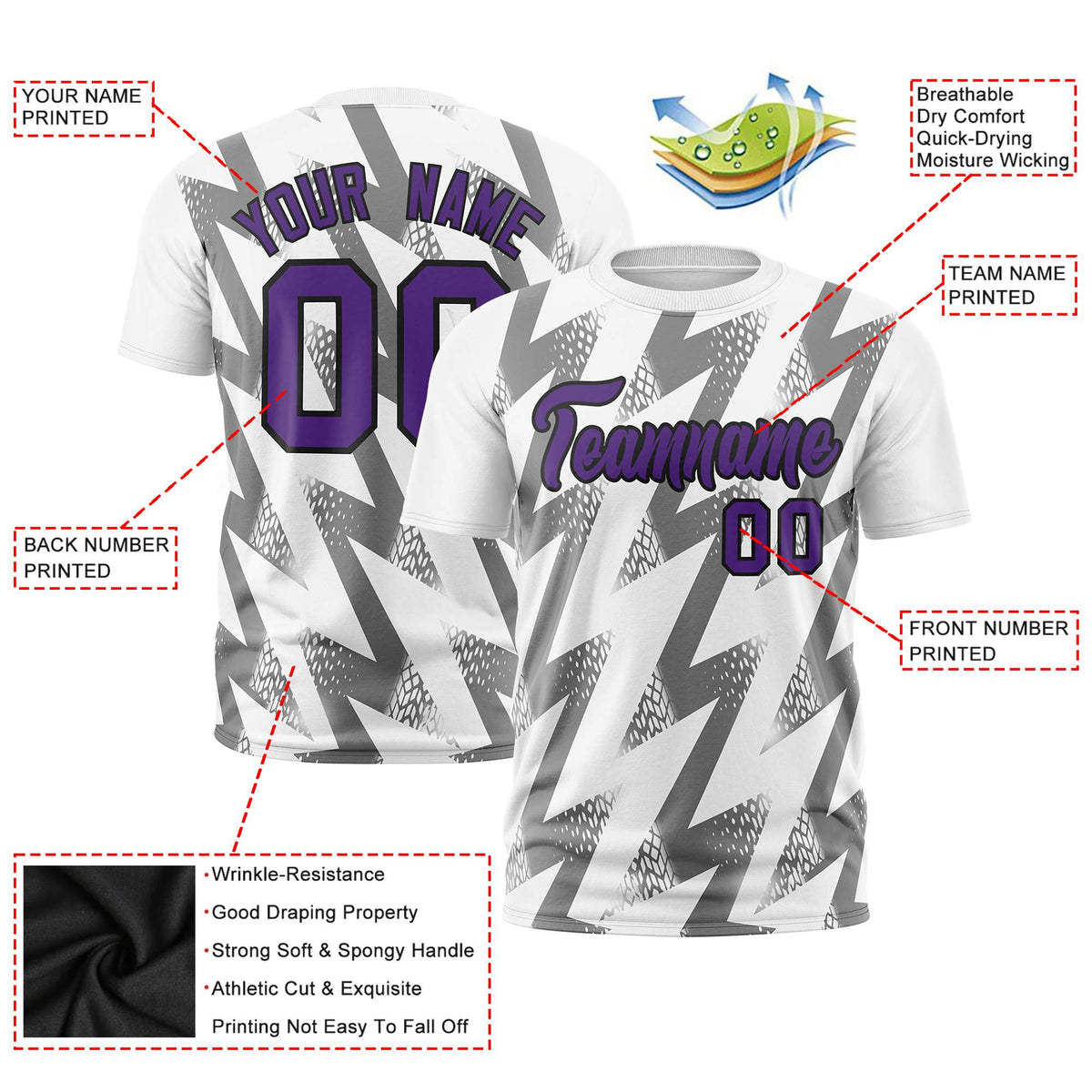 Custom White Crew neck Wheel Triangle Design Performance T-Shirt