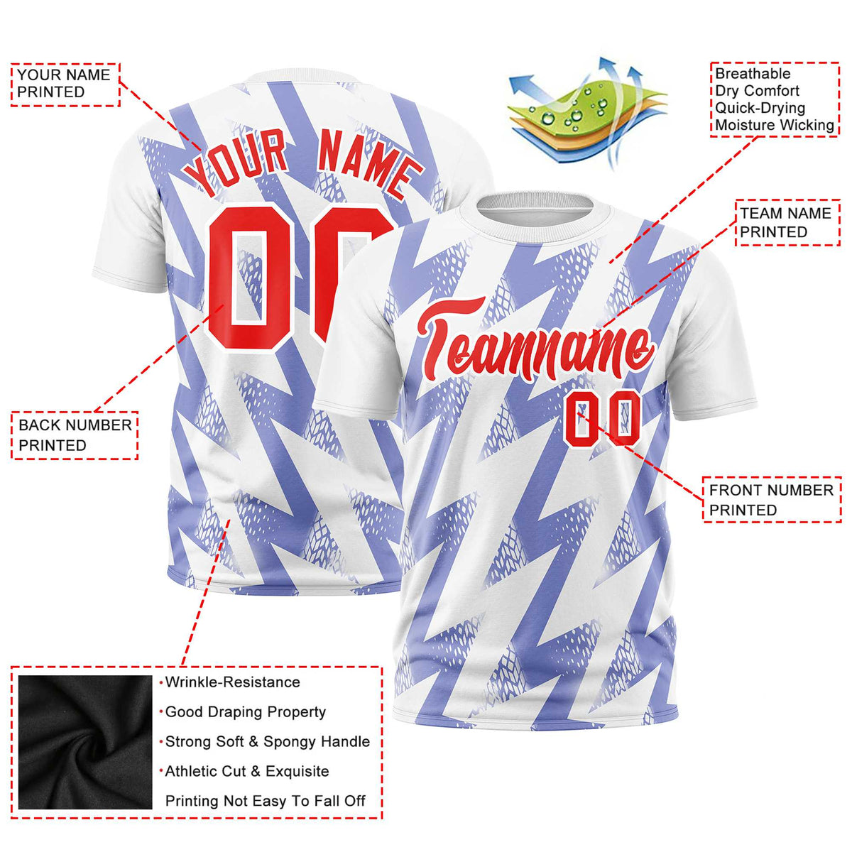 Custom White Crew neck Wheel Triangle Design Performance T-Shirt