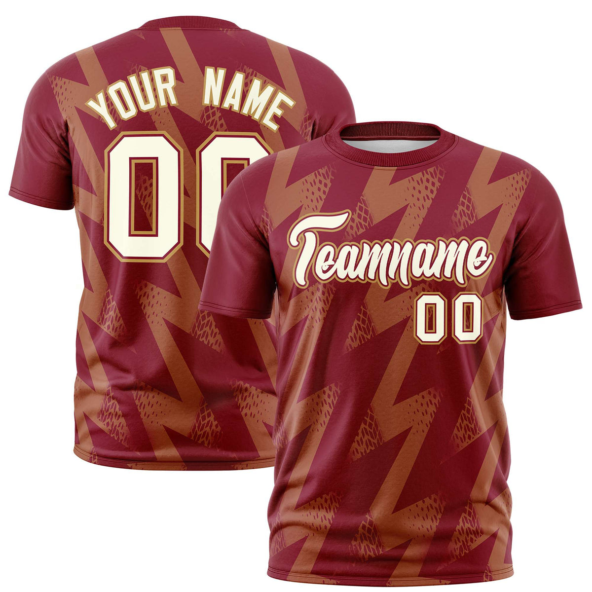 Custom Crimson Crew neck Wheel Triangle Design Performance T-Shirt