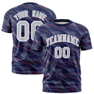 Camiseta deportiva personalizada con estampado de grafiti de líneas punteadas en color rojo marino - Estilo 1