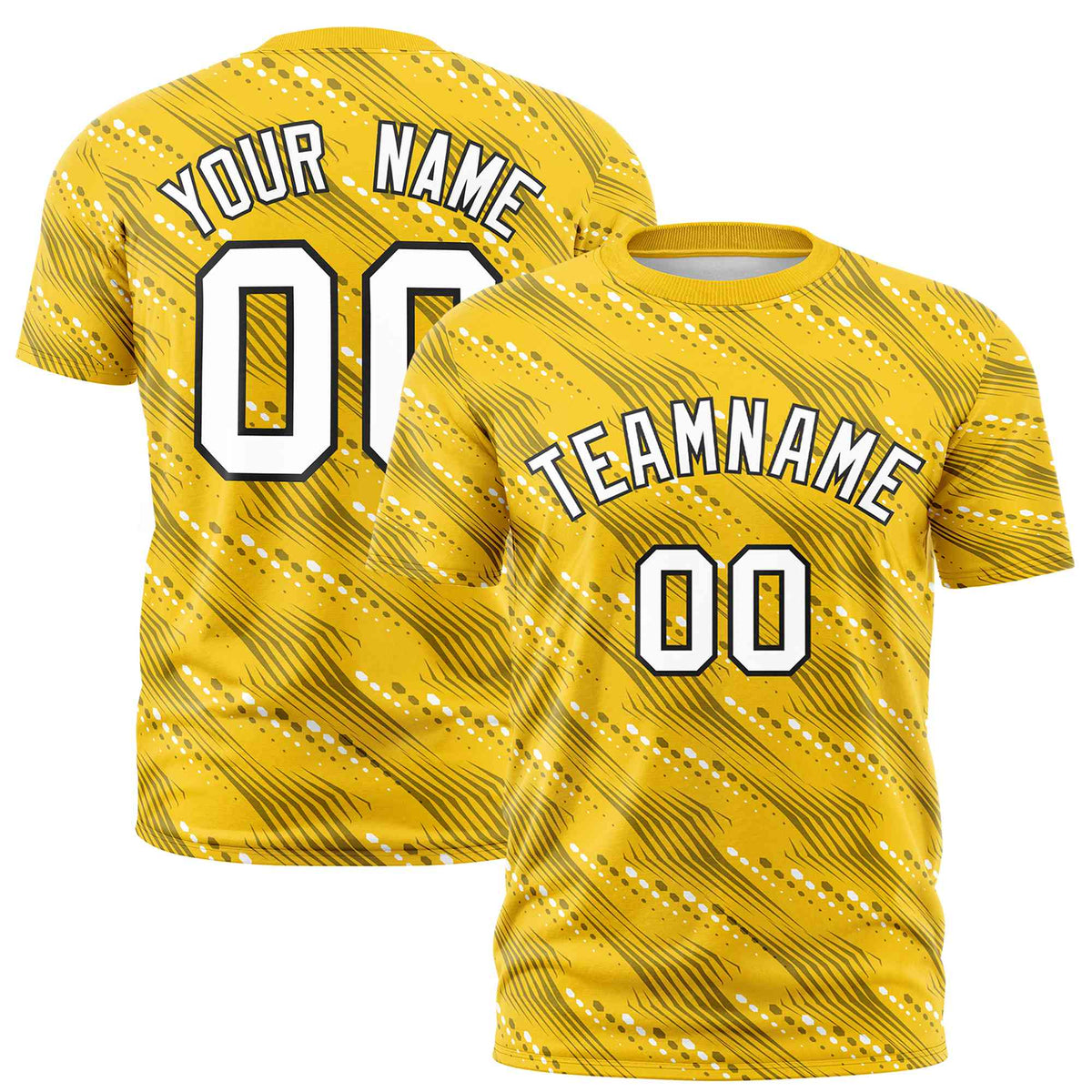 Custom Gold01 Black-White Personalized Dotted Line Graffiti Pattern Performance T-Shirt