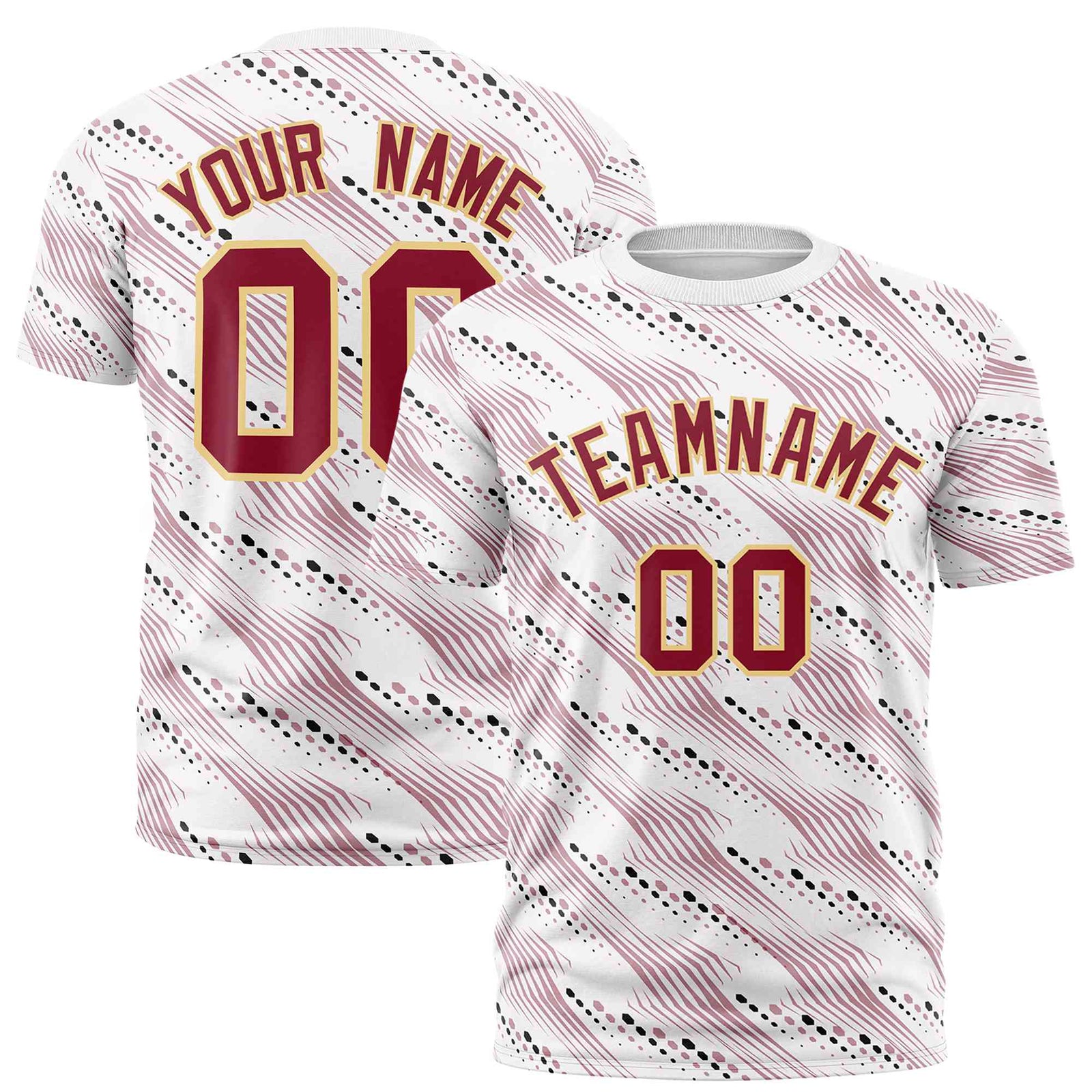 Custom White Black-Red Personalized Dotted Line Graffiti Pattern Performance T-Shirt