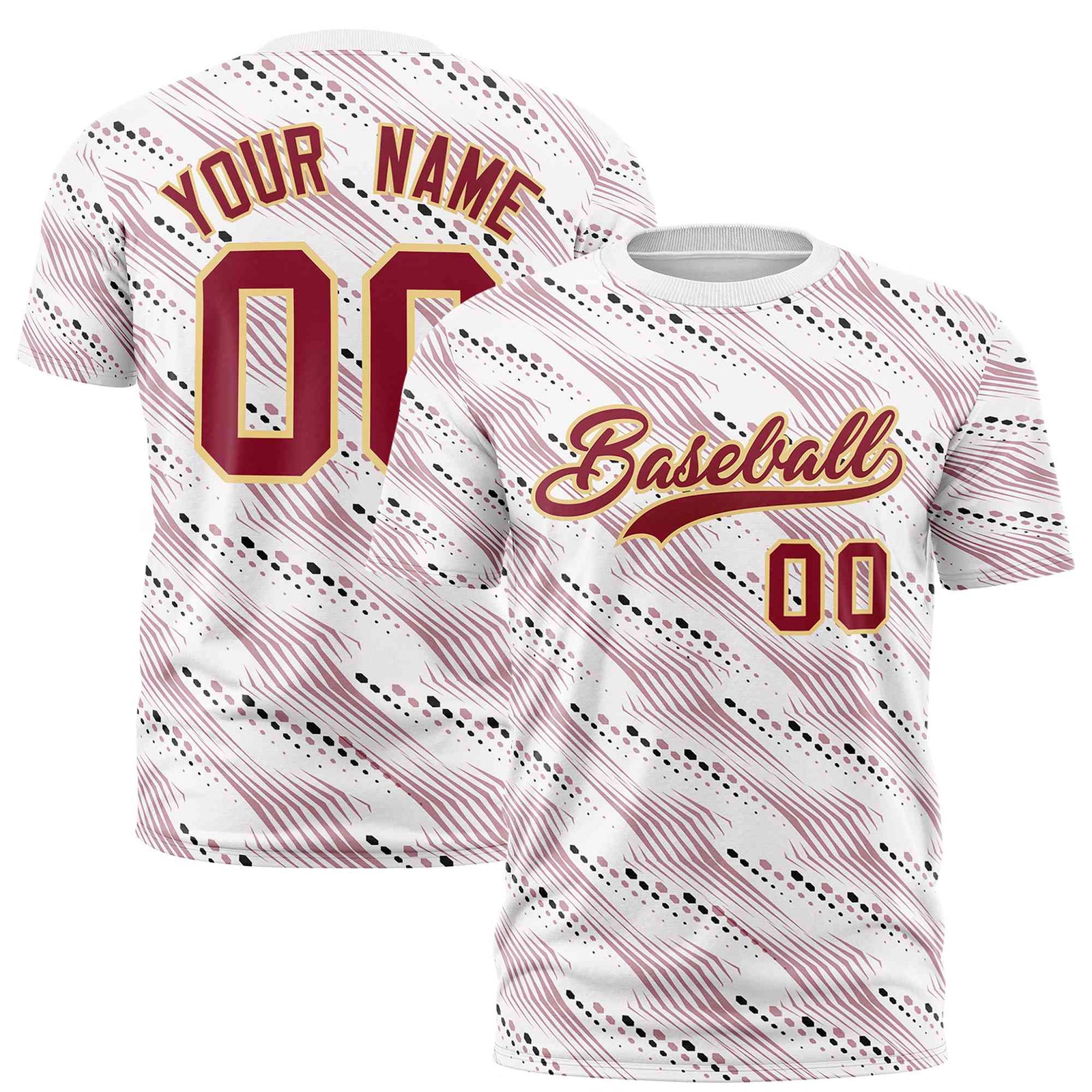 Custom White Black-Red Personalized Dotted Line Graffiti Pattern Performance T-Shirt