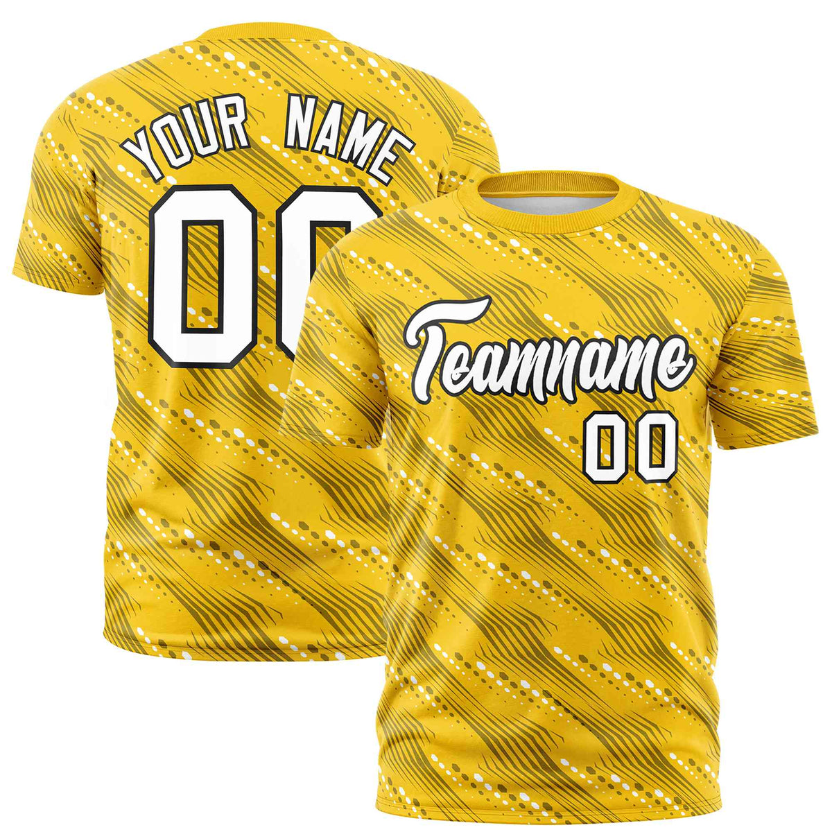 Custom Gold01 Black-White Personalized Dotted Line Graffiti Pattern Performance T-Shirt