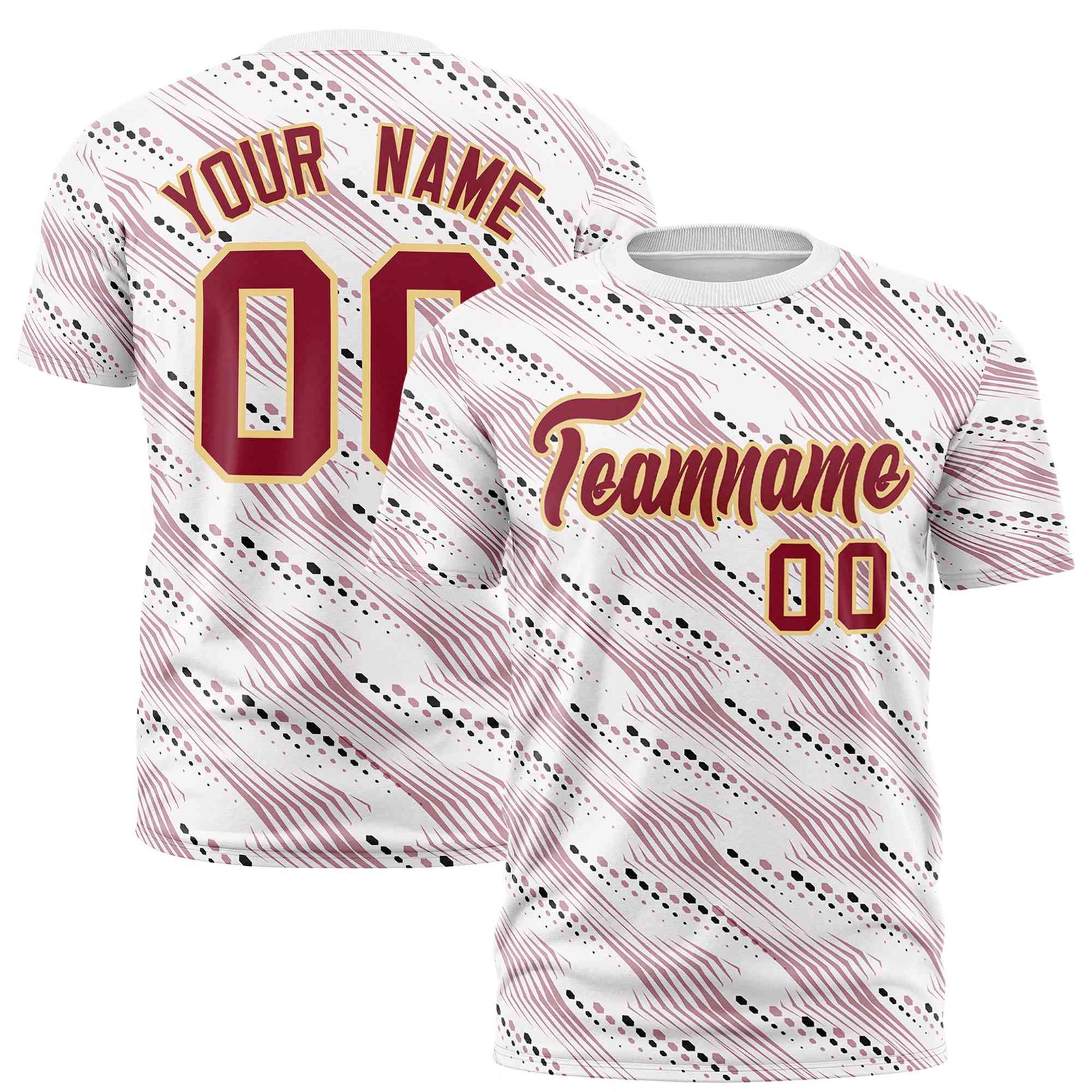 Custom White Black-Red Personalized Dotted Line Graffiti Pattern Performance T-Shirt