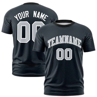 Custom Navy Gray Personalized High Wire Pattern Performance T-Shirt - Style 1