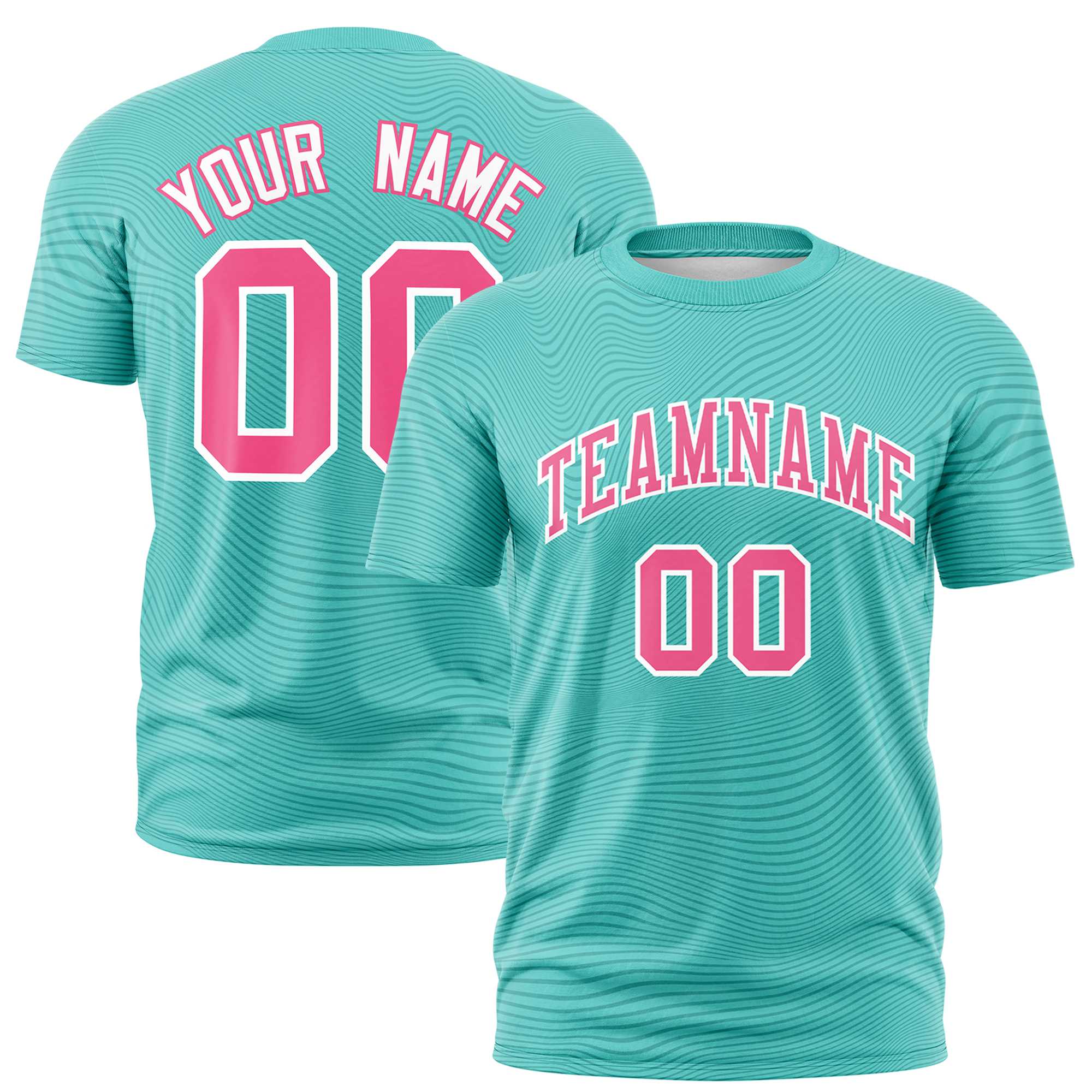 Custom Aqua Pink Personalized High Wire Pattern Performance T-Shirt