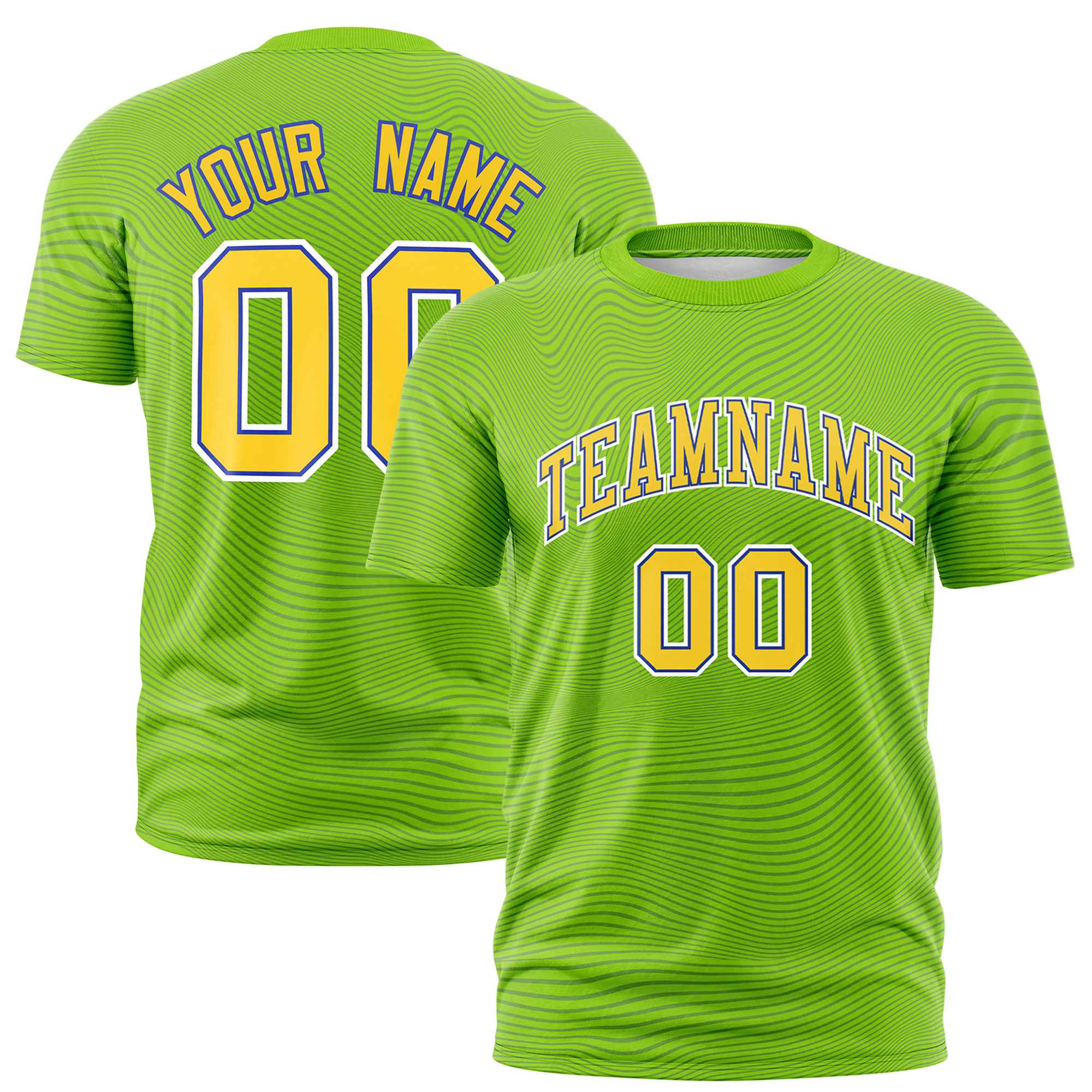 Custom Neon Green Gold01 Personalized High Wire Pattern Performance T-Shirt