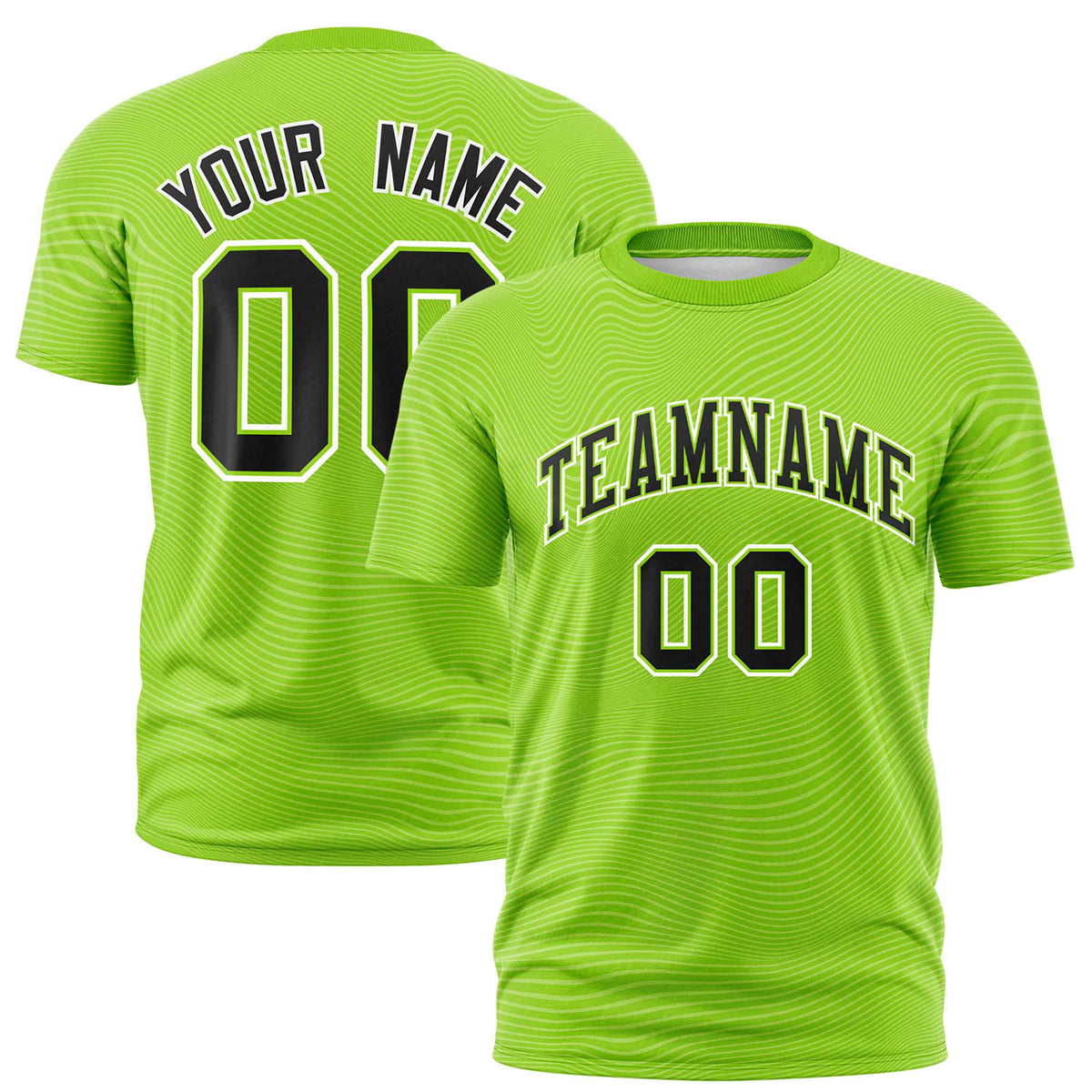 Custom Neon Green Black Personalized High Wire Pattern Performance T-Shirt