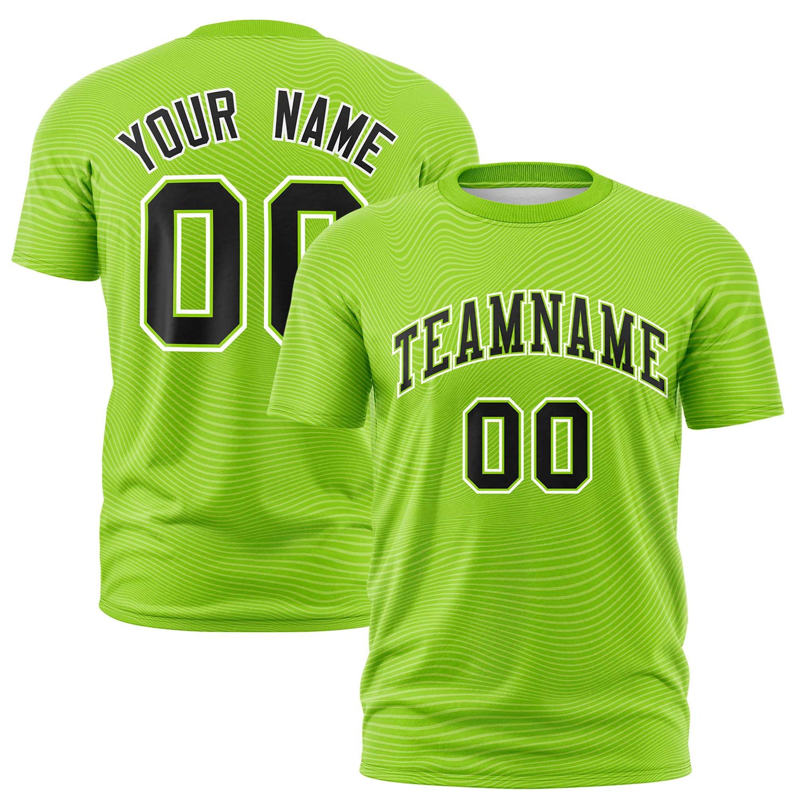 Custom Neon Green Black Personalized High Wire Pattern Performance T-Shirt