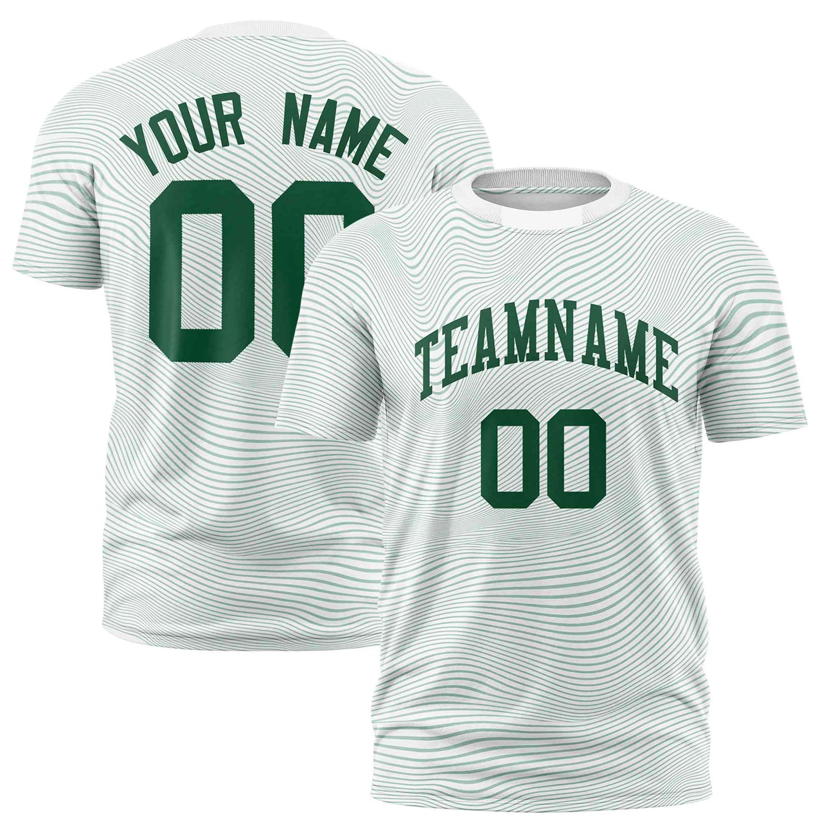 Custom White Green Personalized High Wire Pattern Performance T-Shirt