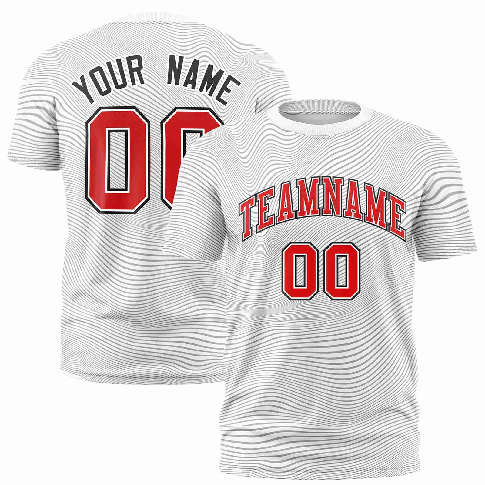 Custom White Red Personalized High Wire Pattern Performance T-Shirt