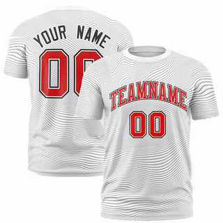 Custom White Red Personalized High Wire Pattern Performance T-Shirt - Style 1