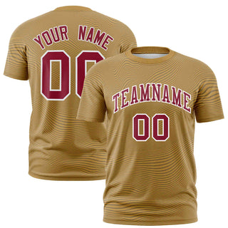 Camiseta deportiva personalizada con estampado de cuerda floja en color caqui y carmesí - Estilo 1