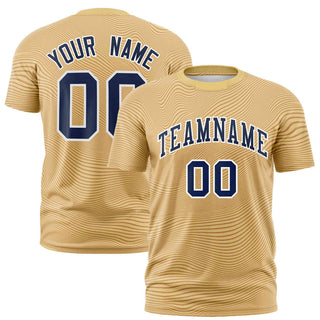 Custom Khaki Navy Personalized High Wire Pattern Performance T-Shirt - Style 1