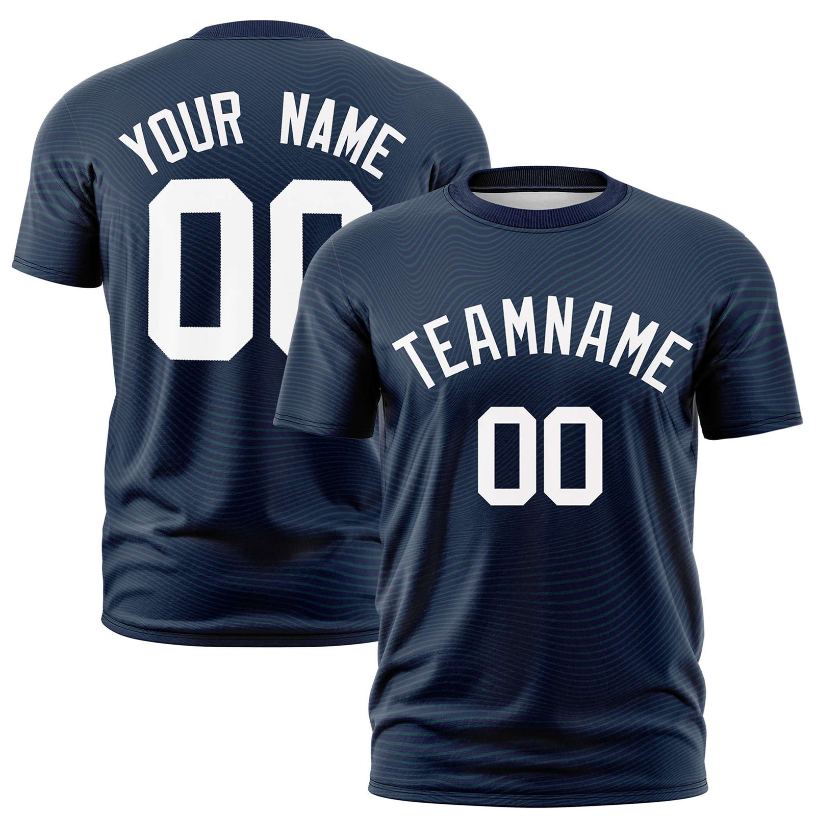Custom Navy White Personalized High Wire Pattern Performance T-Shirt