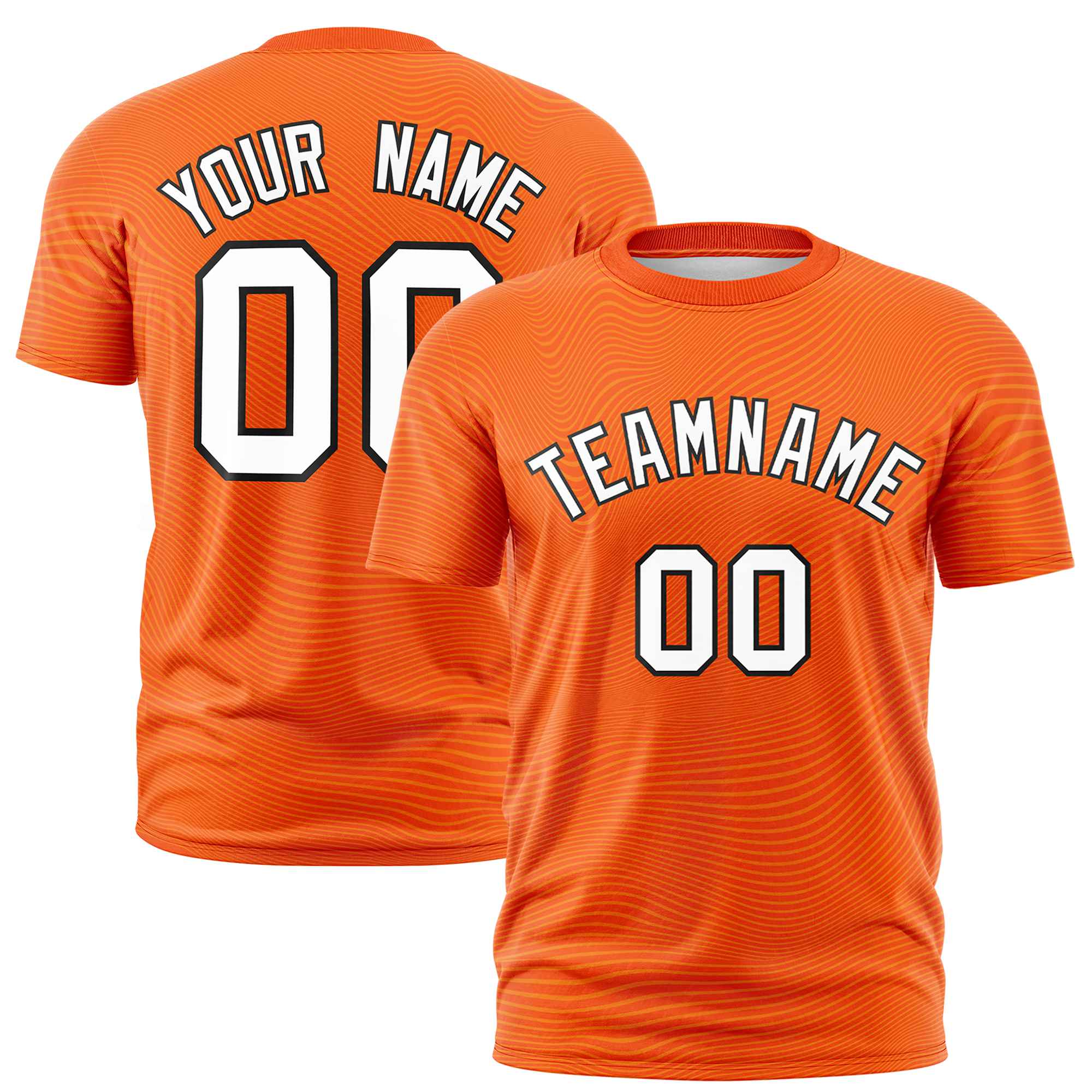 Custom Orange White Personalized High Wire Pattern Performance T-Shirt