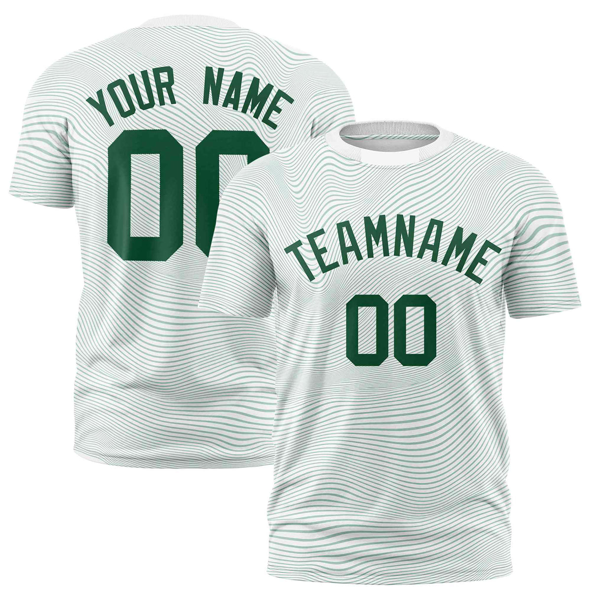 Custom White Green Personalized High Wire Pattern Performance T-Shirt