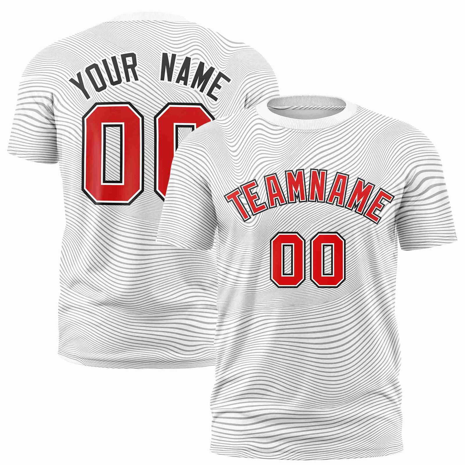 Custom White Red Personalized High Wire Pattern Performance T-Shirt