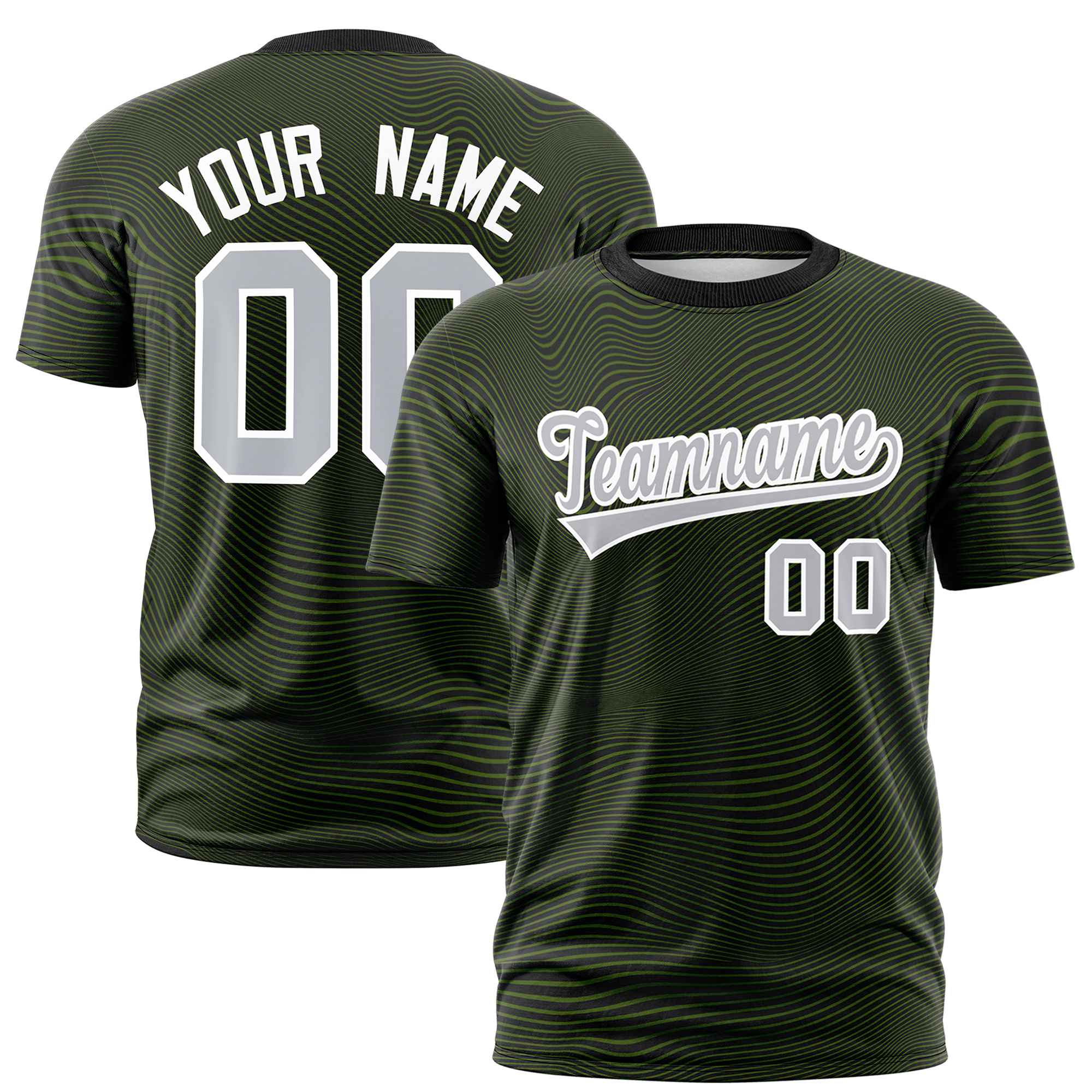 Custom Green Gray Personalized High Wire Pattern Performance T-Shirt